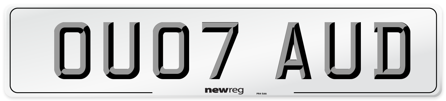 OU07 AUD Number Plate from New Reg